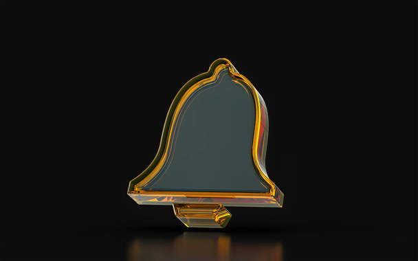 glass morphism bell sign on dark background 3d render concept for notification alarm calling bel - Photo, Image