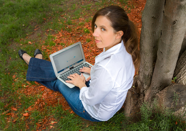 γυναίκα χρησιμοποιώντας το laptop - Φωτογραφία, εικόνα