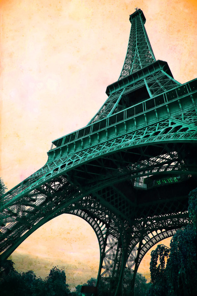 Eiffel Tower - retro postcard styled. - Photo, Image