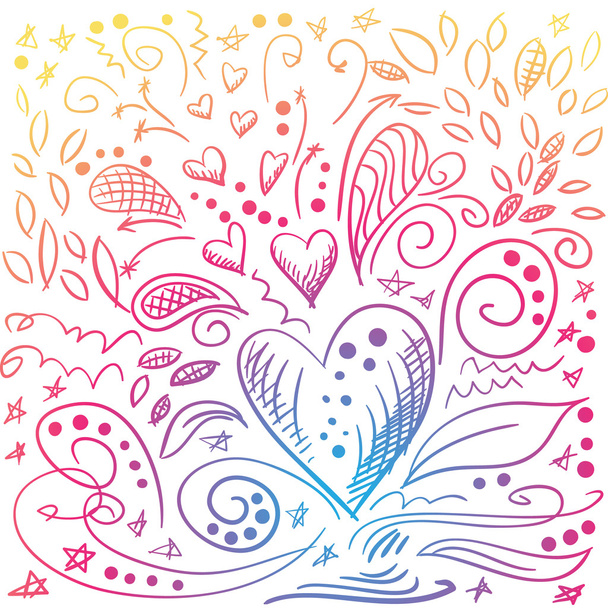Sketchy romantic doodles - Vettoriali, immagini