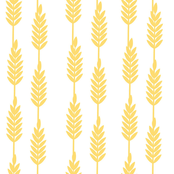 Seamless pattern Wheat ears spikelet with grains vector illustration on white background - Vector, Image
