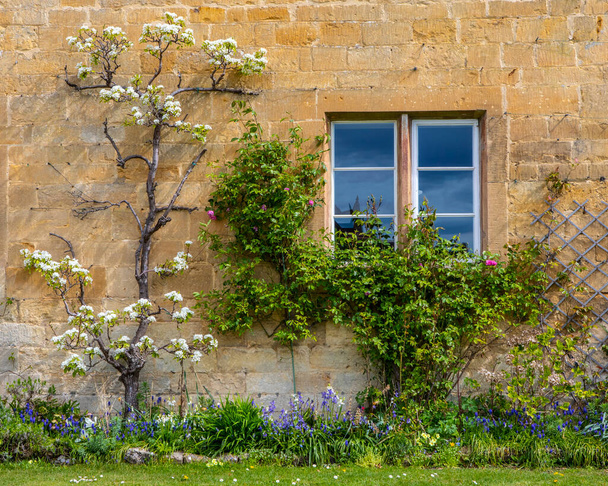 Beautiful facade of a cottage in the Cotswold village of Stanton in Gloucestershire, UK. - Foto, Imagem