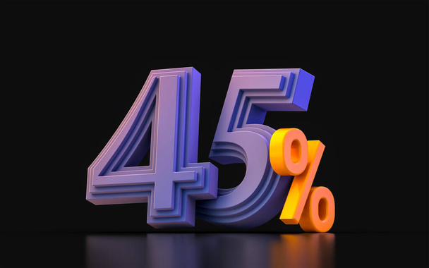 черный пятница темно 45 процентов скидка номер продажи баннер 3D рендеринг концепции - Фото, изображение