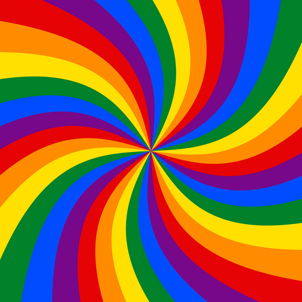 Colorful rainbow spiral background of LGBT flag colors. Illustration, vector - Vector, Image