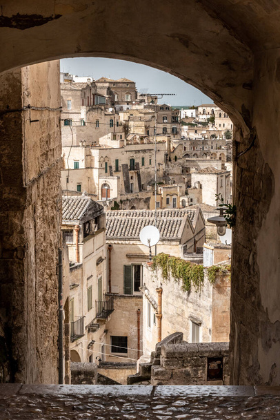 View of historic Sassi di Matera in Southern Italy - Φωτογραφία, εικόνα