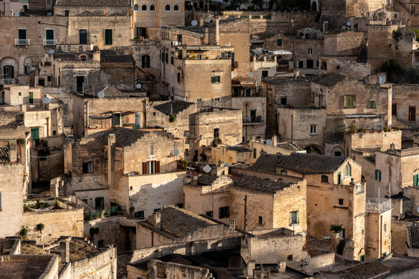 Residential cave houses in historic downtown Matera, Italy - Foto, Bild