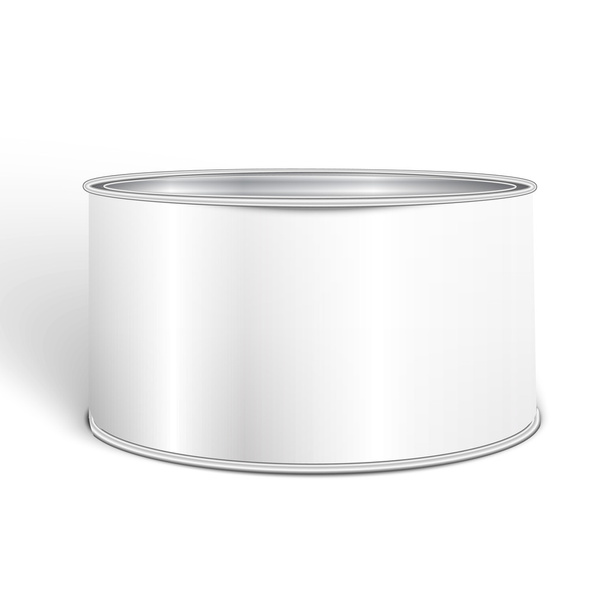 White Blank Tincan Metal Tin Can, Canned Food. - Vector, Imagen
