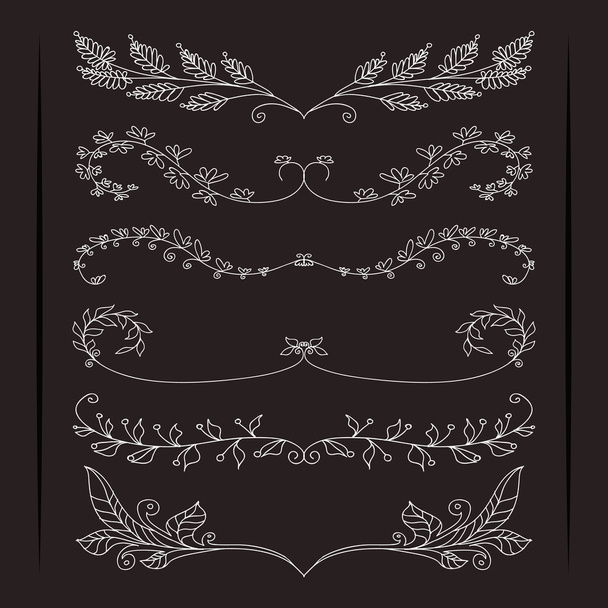 Set of elegant calligraphic foliate borders - Vector, afbeelding