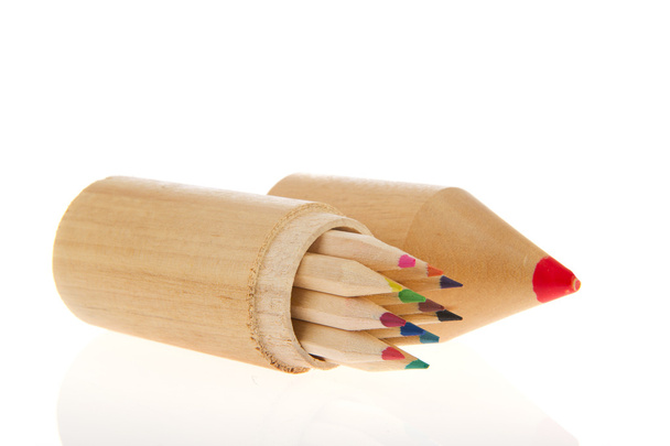 Wooden set color pencils - Φωτογραφία, εικόνα
