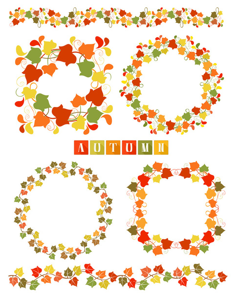Sada věnce s barevné podzimní listí - Vektor, obrázek