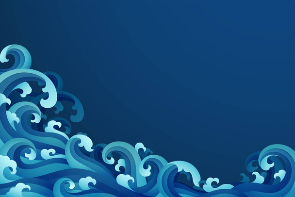 Abstract background with papercut style of rushing wave - Vector, Image