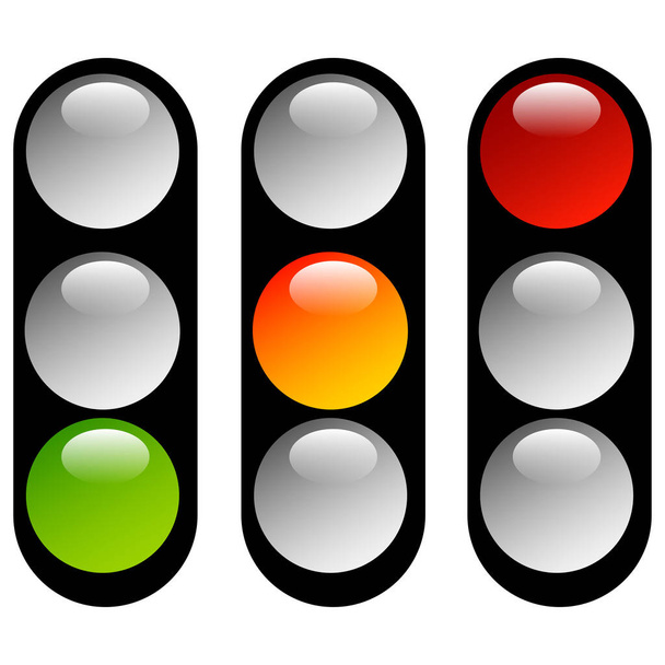 Traffic lamps, traffic lights, semaphores vector illustration - Vektor, obrázek