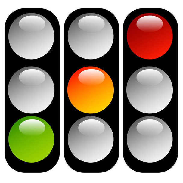Traffic lamps, traffic lights, semaphores vector illustration - Vector, Imagen