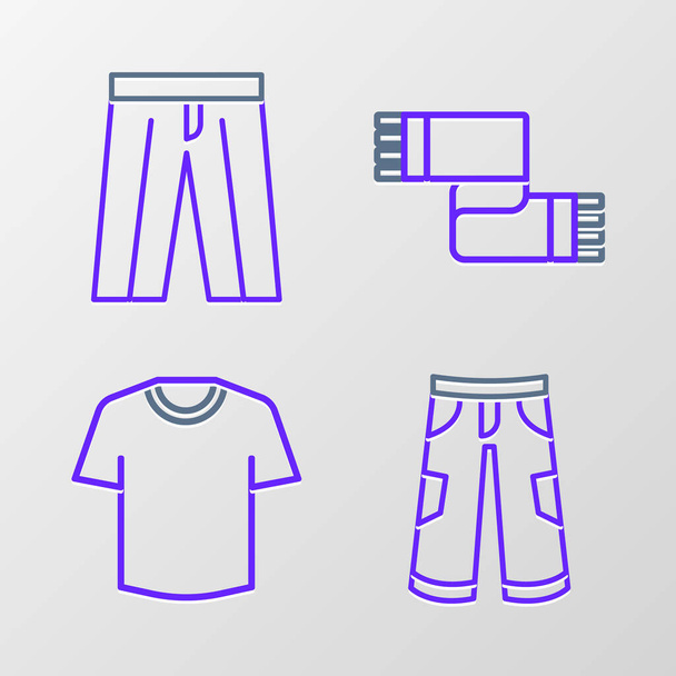 Set line Pantalones Camiseta Bufanda de invierno e icono. Vector. - Vector, imagen