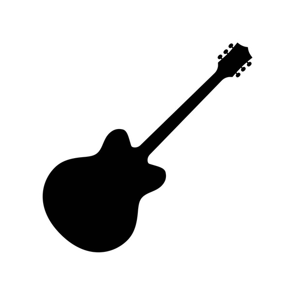 E-Bass-Ikone. Schwarze Silhouette der Gitarre. Musikinstrument-Ikone isoliert. Vektorillustration. - Vektor, Bild