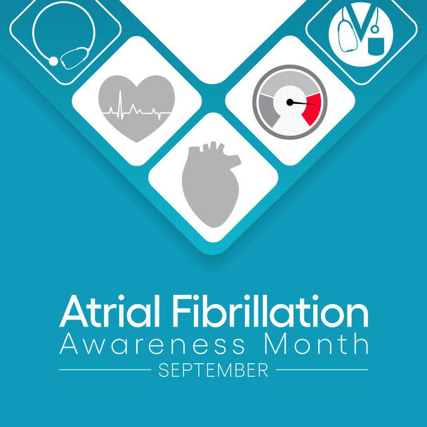 Pitvarfibrilláció (AFIB) Tudatosság Hónap figyelhető meg minden évben szeptemberben, ez egy szívbetegség, ami szabálytalan és gyakran rendellenesen gyors szívverést okoz. Vektorillusztráció - Vektor, kép