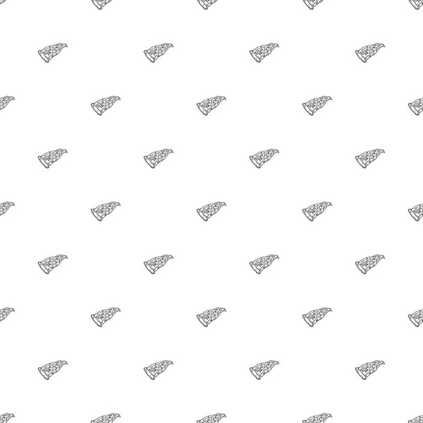 Seamless pizza pattern. Black and white pizza background. Doodle vector pizza illustration - Vektör, Görsel