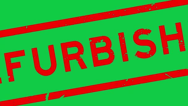 Grunge kırmızı yenilenmiş kelime kare lastik mühür yeşil arka planda yakınlaştır - Video, Çekim