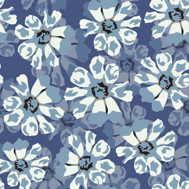 sem costura abstrato azul flor padrão fundo, cartão de saudação ou tecido - Vetor, Imagem