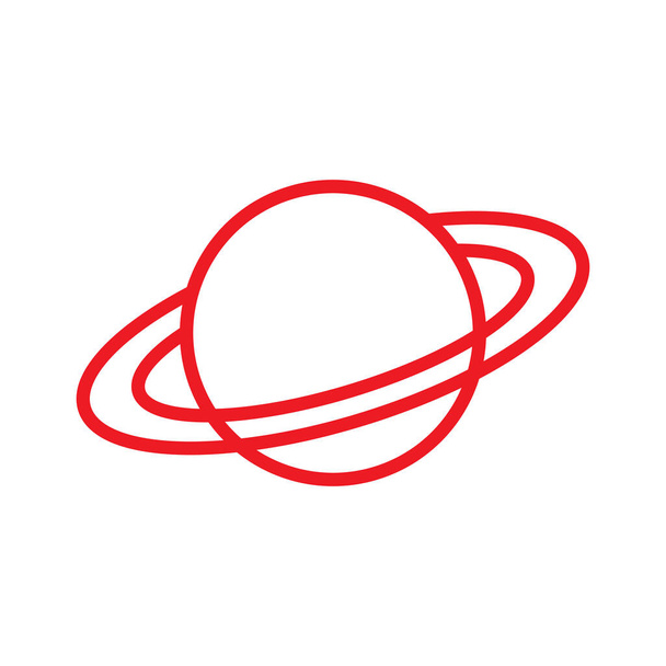 eps10 red vector Planet Saturn line art icon or logo in simple flat trendy modern style isolated on white background - ベクター画像