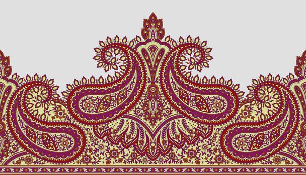 Цифровий орнамент з межею HD motif малює зображення меж PNG квітки та мотив орнаменту Індійський дизайн елементів пошуку бренду Neckline з аквареллю, текстура могольського мистецтва - Фото, зображення