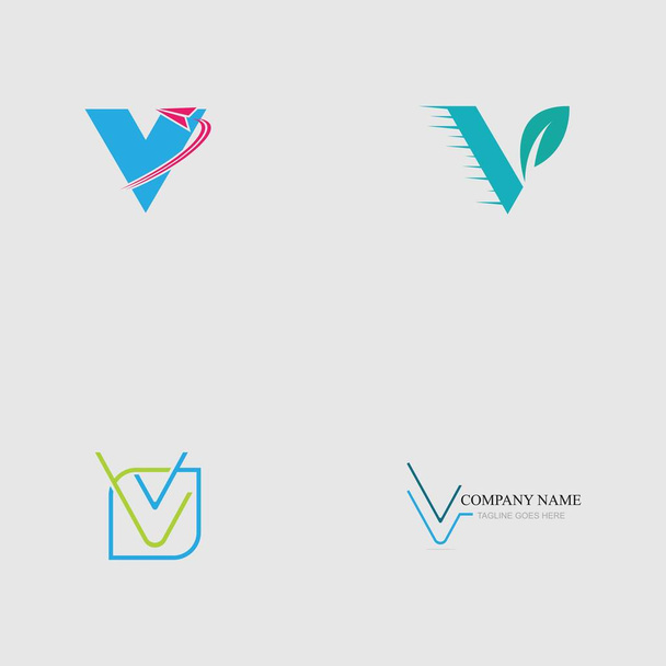 набор векторных шаблонов оформления логотипа буквы V - Вектор,изображение