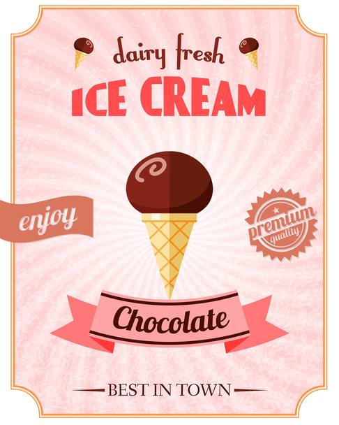 Chocolate ice cream poster - Vector, Image