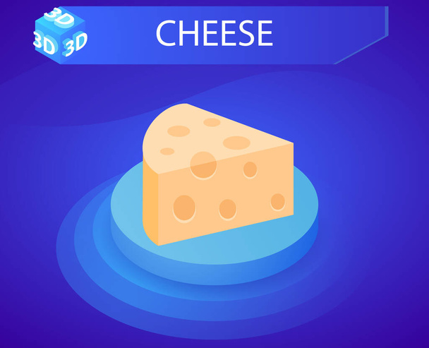 Icona di design isometrico del formaggio. Illustrazione web vettoriale. 3d concetto colorato - Vettoriali, immagini