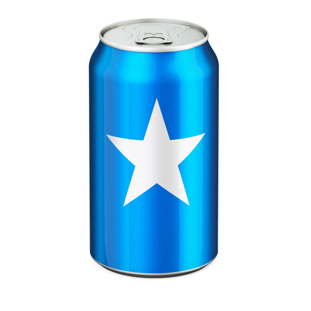 Somali flag painted on the drink metallic can. 3D rendering isolated on white background - Fotó, kép