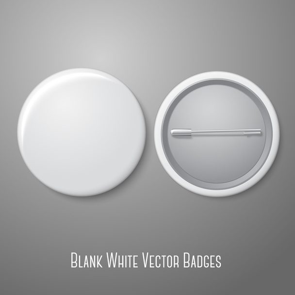 Blank vector white badge. Both sides - face and back. - Wektor, obraz