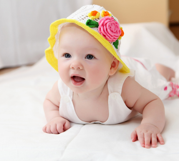 Cute baby in hat - 写真・画像