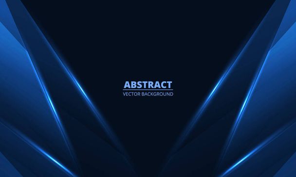 Abstract vector dark blue background with geometric dynamic glowing diagonal lines. Technology modern trandy abstract blue background for business, corporate, brochure, banner, cover or poster. - Vector, Image