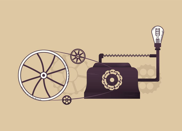 Вінтажний вічний механізм руху. Старий експериментальний пристрій з колісними з'єднаннями і лампою для безперервного руху, виконаний у стилі 19 століття і працює над гравітаційною векторною фізикою
 - Вектор, зображення