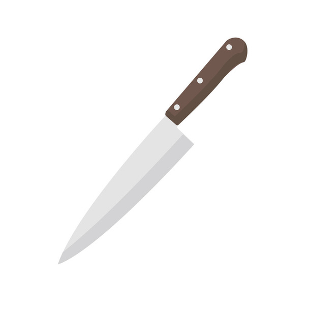 Nóż do krojenia. ikona noża kuchennego izolowana na białym tle. Ilustracja wektora w płaskim stylu. Naczynia do gotowania. Ilustracja wektora - Wektor, obraz