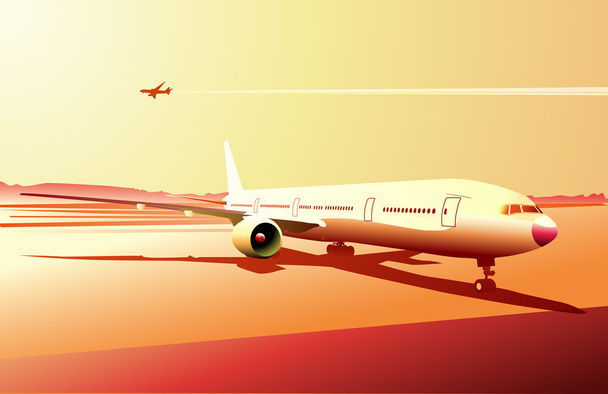 detailed airplane on the urban airport - Fotó, kép
