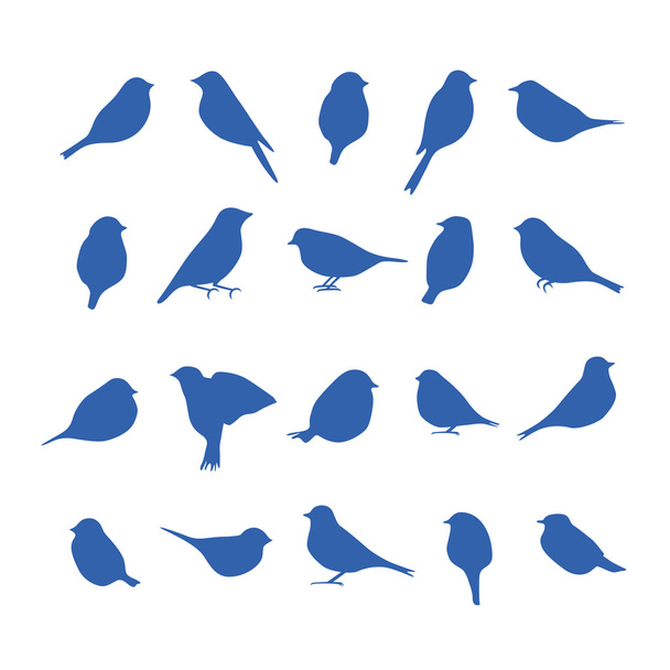 Vector set of bird silhouettes. - Vector, Image