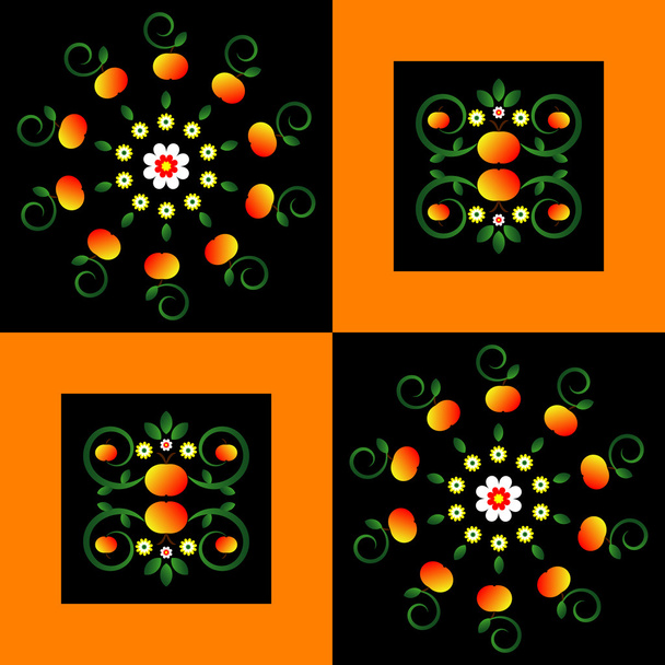 Pattern with flower on square background - Vecteur, image