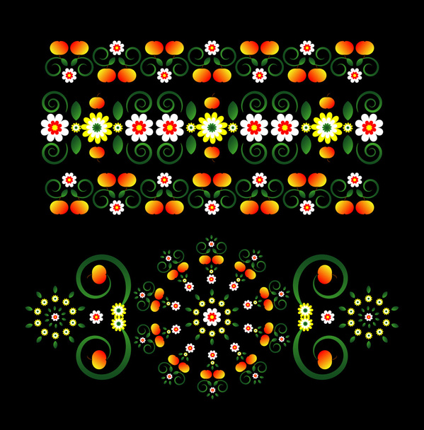 Horizontal ornament with flower - Vecteur, image