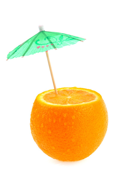 Orange and umbrellas isolated on a white background - Photo, Image
