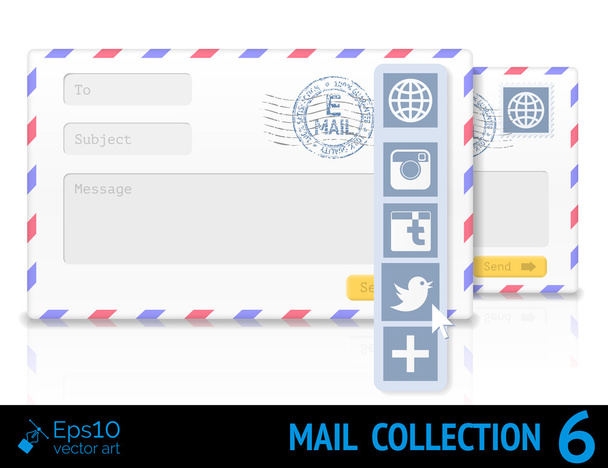 letecké poštovní obálky s poštovním razítkem izolovaných na bílém pozadí. - Vektor, obrázek