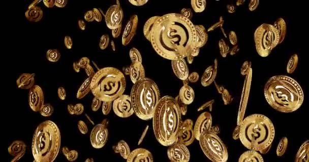 USDC USD Coin stablecoin cryptocurrency isolated gold coin rain background. Rotating golden metal coins falling loop abstract concept. Loopable and seamless animation. - Footage, Video