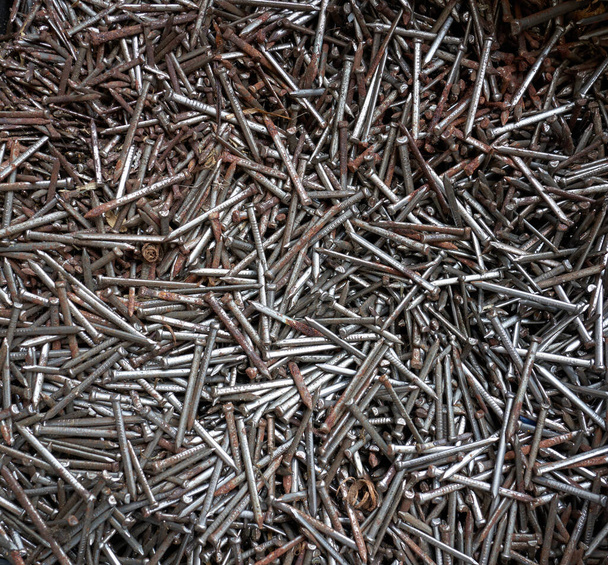Dichte massa van stalen nagels - Foto, afbeelding