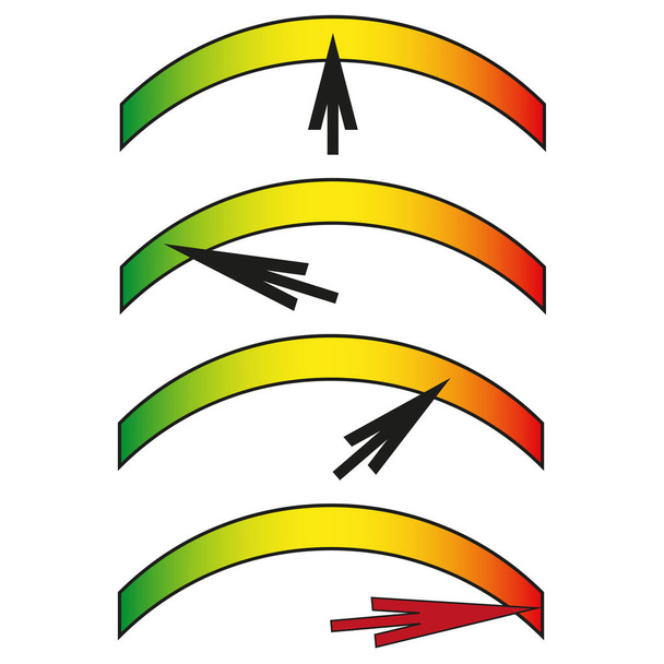 Sneltoets indicator. Ikoon met snelheidsmeter naald. Vector illustratie. afbeelding op voorraad. EPS 10. - Vector, afbeelding