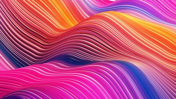 веселкові кольорові хвилі формують абстрактний фон. Плавні переходи яскравих кольорів на тлі 3d ілюстрації
 - Фото, зображення