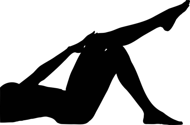 Sexy woman lay down on ground vector silhouette, laying female silhouette, strip club concept, black color isolated on white background - ベクター画像