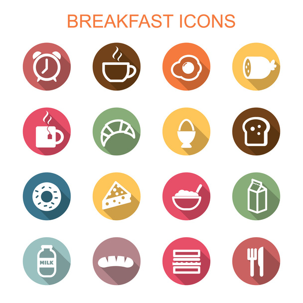 desayuno largo sombra iconos
 - Vector, Imagen