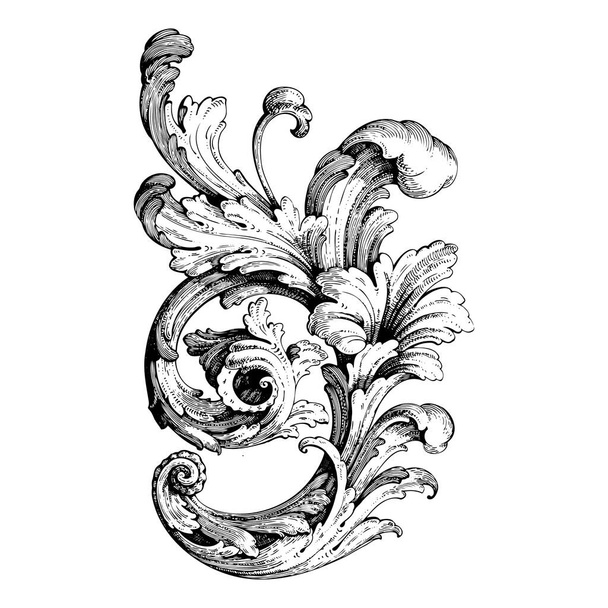 Decorative Baroque Ornament element, vector illustration - Vector, Imagen