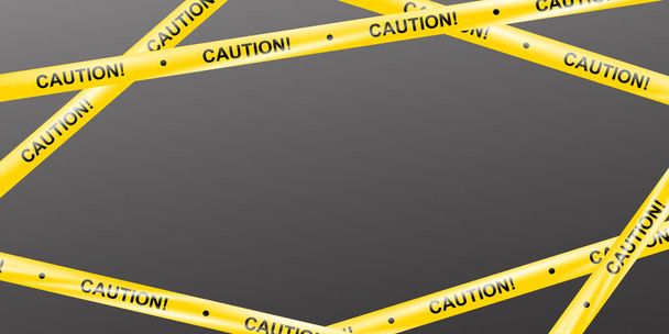 Realistic Warning danger tape. Crossing Warning ribbon of caution signs for construction area or crime scene in yellow. Police line and do not cross ribbon. Ribbons for accident, under construction - Vector, Image