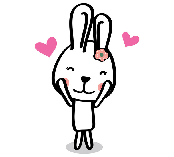 Cute easter white bunny. Rabbit cartoon vector collection. Animal character. - Vector, Image