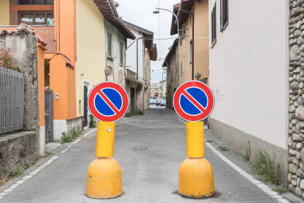 No parking signs blocking road in Italy - Photo, Image